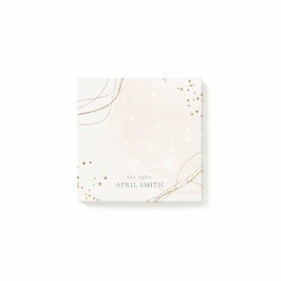 Elegant Abstract Glitter Ivory Gold Watercolor Post-it Notes