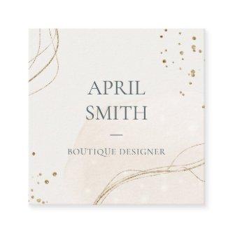 Elegant Abstract Glitter Ivory Gold Watercolor Square