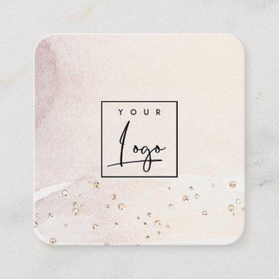 Elegant Abstract Rose Gold Purple Watercolor Logo Square