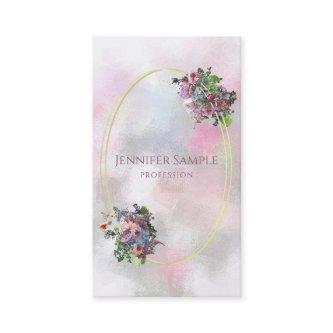 Elegant Abstract Watercolor Flowers Gold Frame