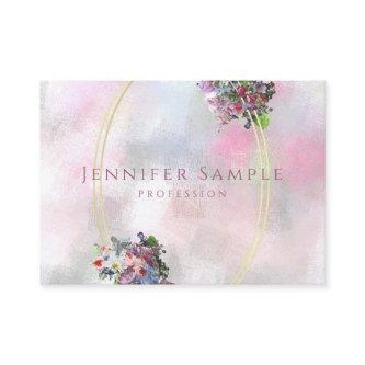 Elegant Abstract Watercolor Flowers Gold Frame Top