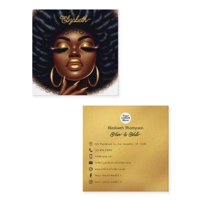 Elegant Afro Chic Hair & Nails Salon Branding Square