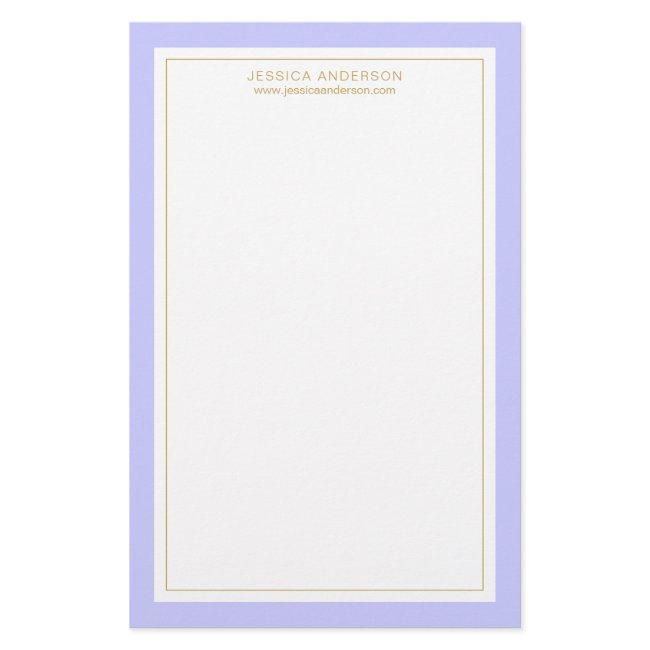 Elegant And Feminine Periwinkle Gold Personalized Stationery