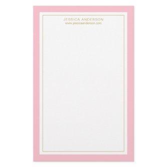 Elegant And Feminine Pink Gold Personalized Stationery