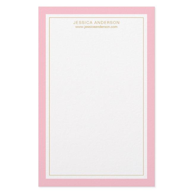 Elegant And Feminine Pink Gold Personalized Stationery