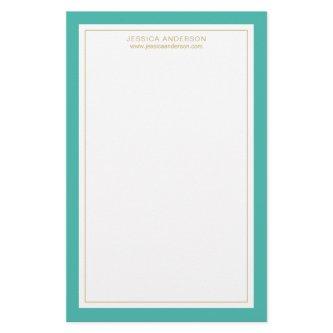 Elegant And Feminine Turquoise Gold Personalized Stationery