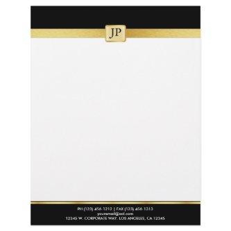 Elegant and Modern black and Gold with Initials Letterhead