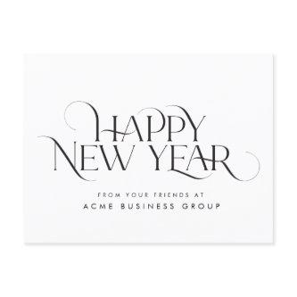 Elegant and Modern serif Happy New Year design Postcard