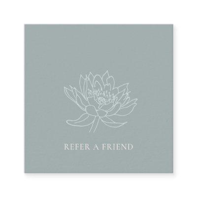 ELEGANT AQUA BLUE TEAL LOTUS FLORAL REFER A FRIEND SQUARE