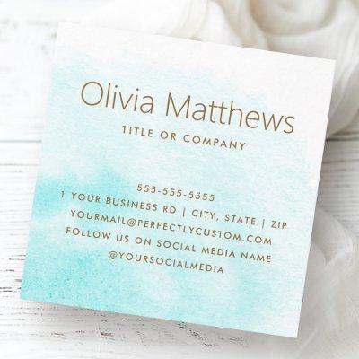 Elegant aqua blue watercolor custom logo square