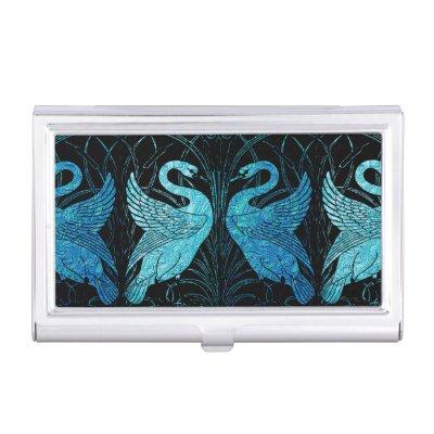 elegant art nouveau design, metallic teal & black,  case