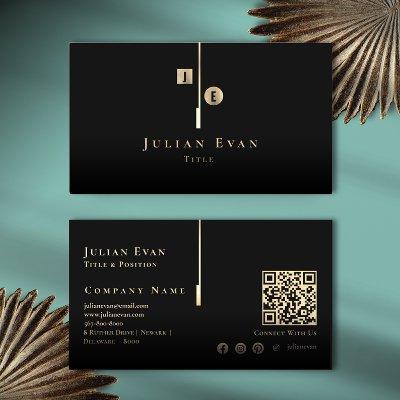Elegant Artistic Black and Gold Monogram