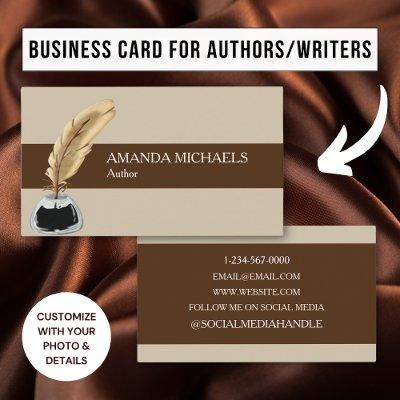 Elegant Author Book Writer Brown Ink