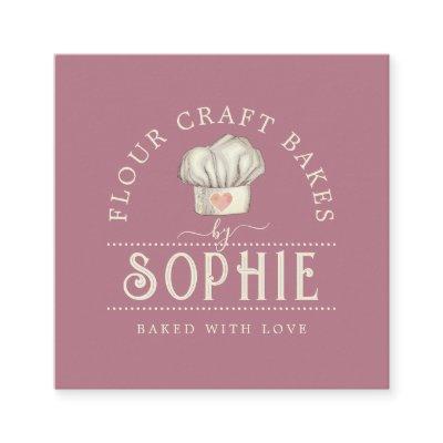 Elegant Baker's Logo Cream Dusty Pink Square