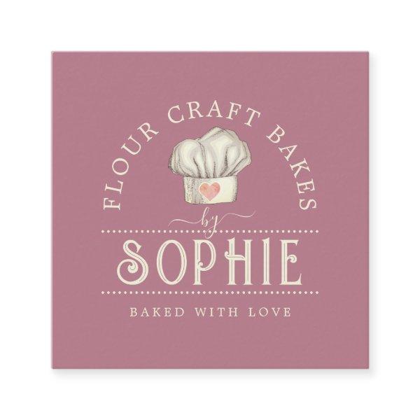 Elegant Baker's Logo Cream Dusty Pink Square