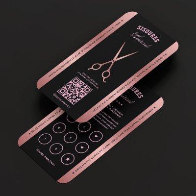 Elegant Barber Black Rosegold Scissors Loyalty