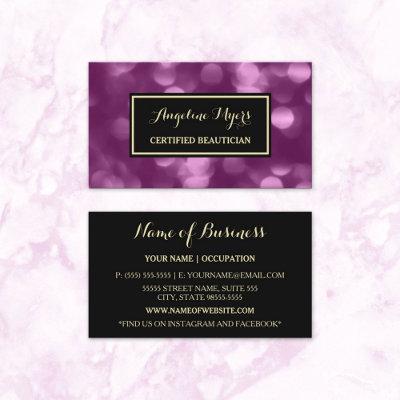 Elegant Beautician Glamorous Purple Luxe Bokeh