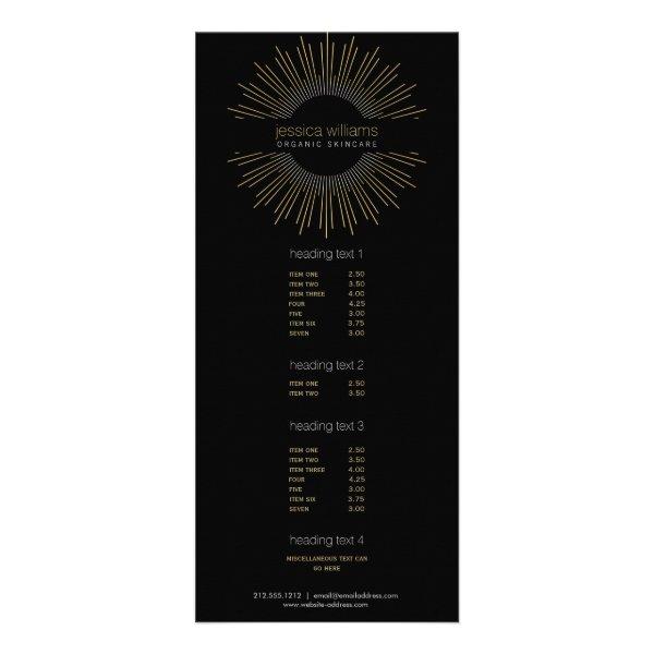 Elegant Beauty Gold Sunburst on Black Rack Card