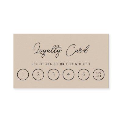 Elegant Beige Cream Trendy Boho Modern 6 Punch  Loyalty Card