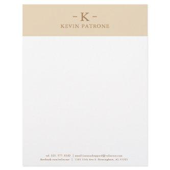Elegant Beige Light Brown Minimalistic Text Letterhead