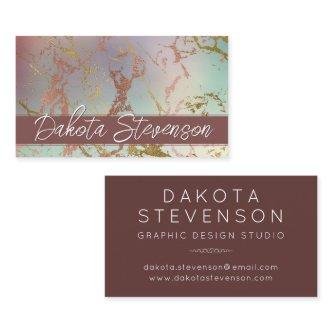 Elegant Beige Marble | Sage and Rose Gold Monogram