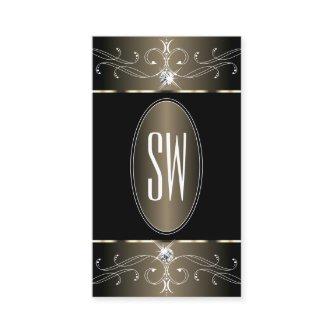 Elegant Black and Beige Ornate Ornaments Monogram