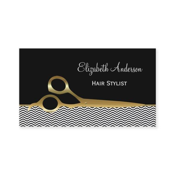 Elegant Black and Gold Chevrons Hair Salon