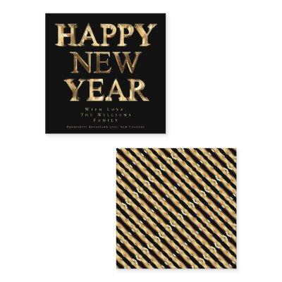 Elegant Black and Gold Look Happy New Year Square