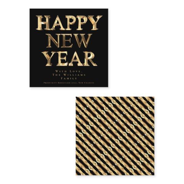 Elegant Black and Gold Look Happy New Year Square