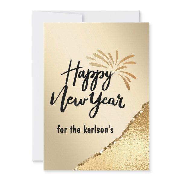 ELEGANT BLACK AND GOLD NEW YEAR  HOLIDAY CARD