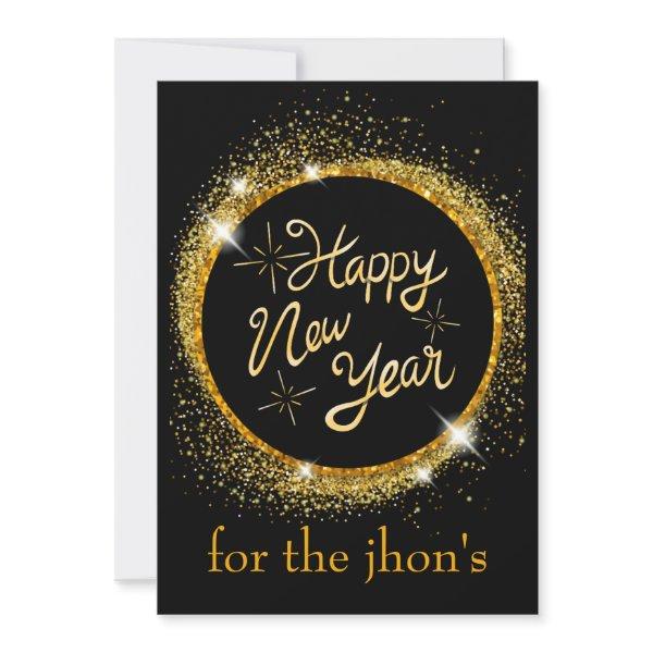 ELEGANT BLACK AND GOLD  NEW YEAR  HOLIDAY CARD