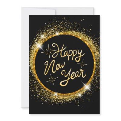 ELEGANT BLACK AND GOLD  NEW YEAR  HOLIDAY CARD