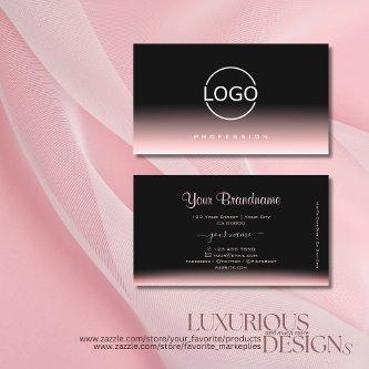 Elegant Black and Light Pink Gradient with Logo