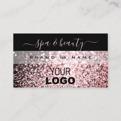 Elegant Black and Pink Sparkling Glitter with Logo