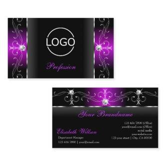 Elegant Black and Purple Squiggled Jewels add Logo