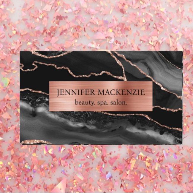 Elegant Black and Rose Gold Agate Luxury