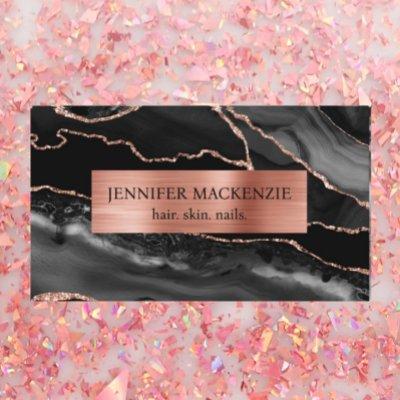 Elegant Black and Rose Gold Agate Luxury
