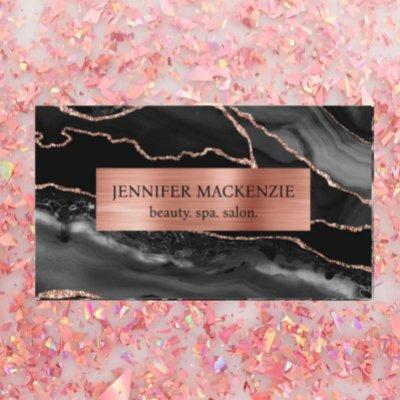 Elegant Black and Rose Gold Agate Luxury