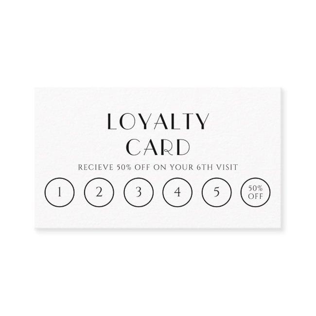 Elegant Black And White Boho Modern 6 Punch Loyalty Card