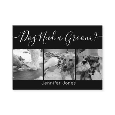 Elegant Black and White Dog Grooming Add Logo