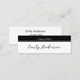 Elegant Black and White Graduation Name Card