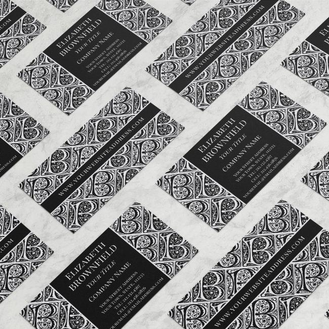 Elegant Black and White Medieval Letter B Business