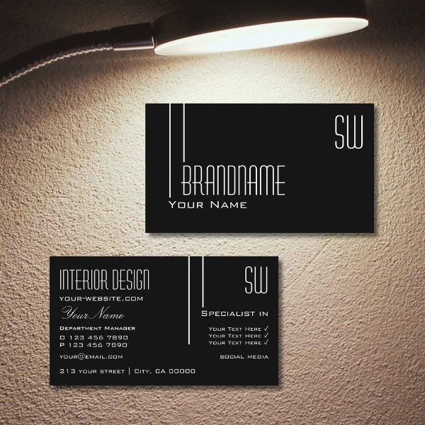 Elegant Black and White with Initials Professional