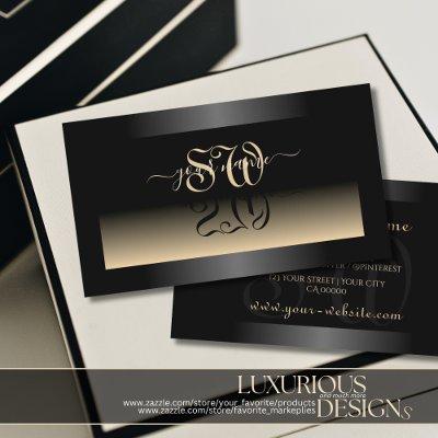 Elegant Black Beige Gradient and Initials Modern
