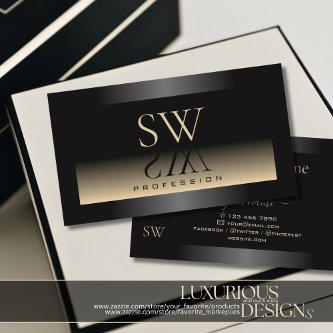 Elegant Black Beige Gradient and Monogram Modern