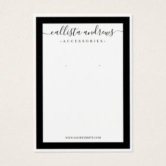 Elegant Black Border Cursive Earring Display Card