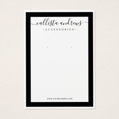 Elegant Black Border Cursive Earring Display Card