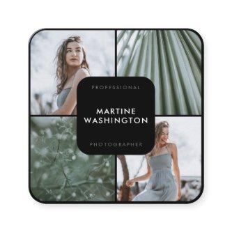 Elegant black border photographer modern minimal square