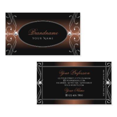 Elegant Black Brown Ornate Sparkle Jewels Stylish