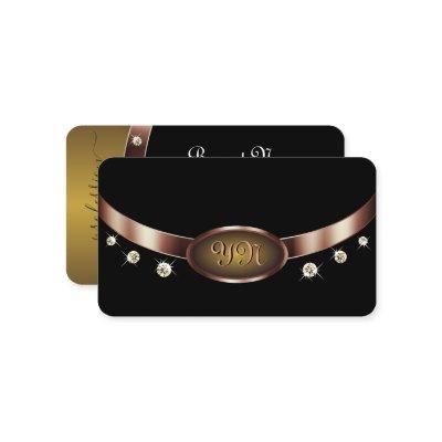 Elegant Black Brown Rose Gold Effect with Initials
